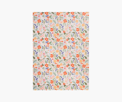 Floral design wrapping sheet with white background and pretty  flowers in a repeat design