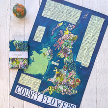Load image into Gallery viewer, Driftwood Design Tea Towel - UK County Flowers Towel