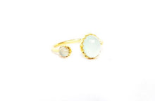Load image into Gallery viewer, Gold Vermeil Two Stone Ring - Aqua Chalcedony
