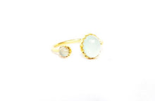 Load image into Gallery viewer, Gold Vermeil Two Stone Ring - Aqua Chalcedony