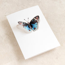 Load image into Gallery viewer, Blue Pansy Butterfly 3D Card by Sophie Brabbins
