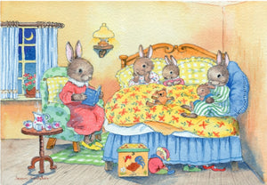 Bunnies Bedtime Story Card by The Porch Fairies
