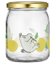 Load image into Gallery viewer, MOOMIN | Glass Kitchen Jar With Screw Top Lid | Joyful Apples | 0.5L