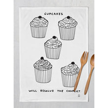 Load image into Gallery viewer, David Shrigley Tea Towel - Funny Cupcakes