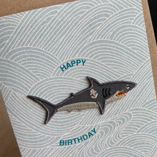 Load image into Gallery viewer, Iron On Patch Card - Happy Birthday Shark  by Petra Boase
