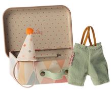 Load image into Gallery viewer, Maileg - Little Brother Mouse Clown Clothes In Suitcase