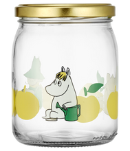 Load image into Gallery viewer, MOOMIN | Glass Kitchen Jar With Screw Top Lid | Joyful Apples | 0.5L