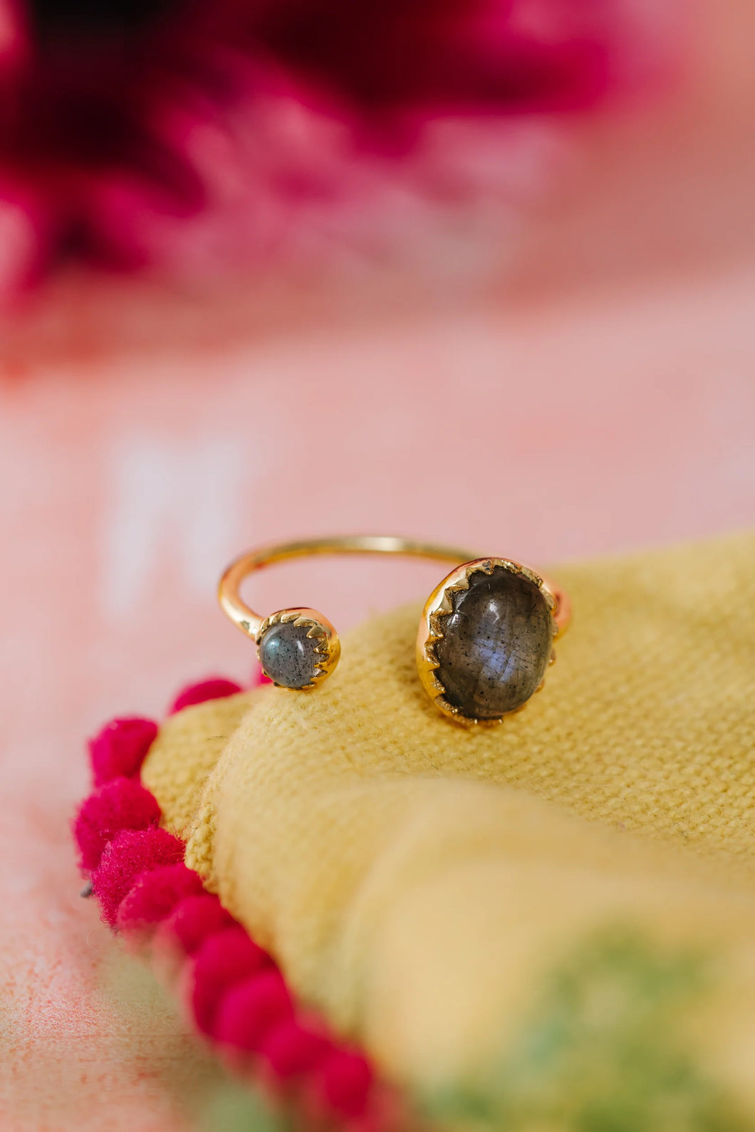 Gold Vermeil Two Stone Ring - Labradorite