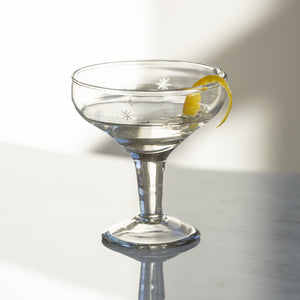 Grand Illusions, Champagne Coupe Glass, Etched Stars