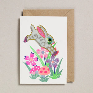 Riso Papercut Card Iron On Rabbit by Petra Boase