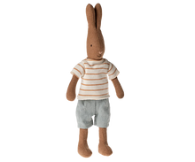 Load image into Gallery viewer, Maileg Rabbit, Size 1, Chocolate Brown in Striped Blouse and Shorts