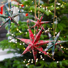 Load image into Gallery viewer, Talking Tables Folklore Paper Stars Christmas Tree Decorations - 3 Pack