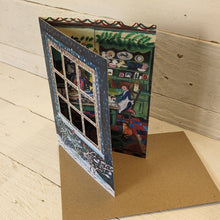 Load image into Gallery viewer, Happy Christmas Blue Window Large Greetings Card