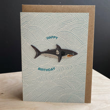 Load image into Gallery viewer, Iron On Patch Card - Happy Birthday Shark  by Petra Boase
