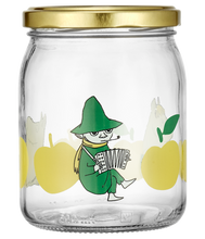 Load image into Gallery viewer, MOOMIN | Glass Kitchen Jar With Screw Top Lid | Joyful Apples | 0.5L