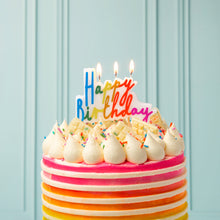 Load image into Gallery viewer, Rainbow Brights Large &#39;Happy Birthday&#39; Candle
