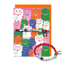 Load image into Gallery viewer, Jolly Awesome Greeting Card with Bracelet - Lucky Cats, Lucky Bracelet