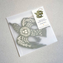 Load image into Gallery viewer, Folded Forest Screenprinted Wooden Decoration - Woodland Bird - Olive Green