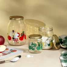 Load image into Gallery viewer, MOOMIN | Glass Kitchen Jar With Screw Top Lid | Joyful Apples | 0.5L