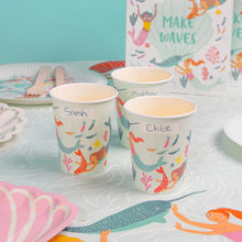 Load image into Gallery viewer, Make Waves Mermaid Paper Cups - 8 Pack by Taking Tables