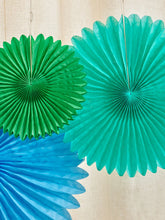 Load image into Gallery viewer, Rice DK - Set Of 3 Paper Fans - Blue/Green