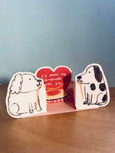 Load image into Gallery viewer, Shaped card with dogs eating spaghetti