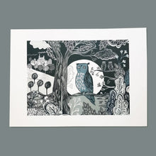Load image into Gallery viewer, Deep Blue Night Owl A3 Art Print by Lush Designs