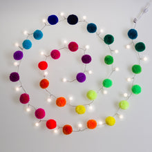 Load image into Gallery viewer, Rainbow Pom Pom Fairy Light Chain