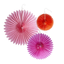 Load image into Gallery viewer, Rice DK - Set Of 3 Paper Fans - Pink/Red