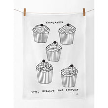 Load image into Gallery viewer, David Shrigley Tea Towel - Funny Cupcakes