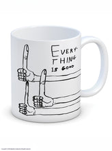 Load image into Gallery viewer, David Shrigley Boxed mug - Everything is Good | £10.00. White ceramic mug with David Shrigley line drawing of thumbs up with the words "Everything is good". The perfect gift for fans of humorous, quirky illustration.