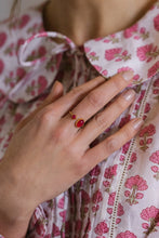 Load image into Gallery viewer, Gold Vermeil Two Stone Ring - Pink Chalcedony