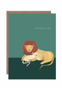 Lion and Cub New Baby Card by Hutch Cassidy
