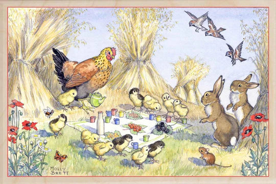 Wooden Postcard - Chick’s Picnic