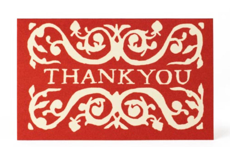Pack of 6 Arabesque Thank You Gift Cards - Red , by Cambridge Imprint