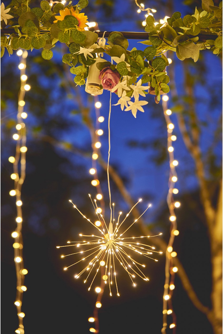 Hanging Starburst - Silver- 30cm - Battery Operated by Lightstyle London