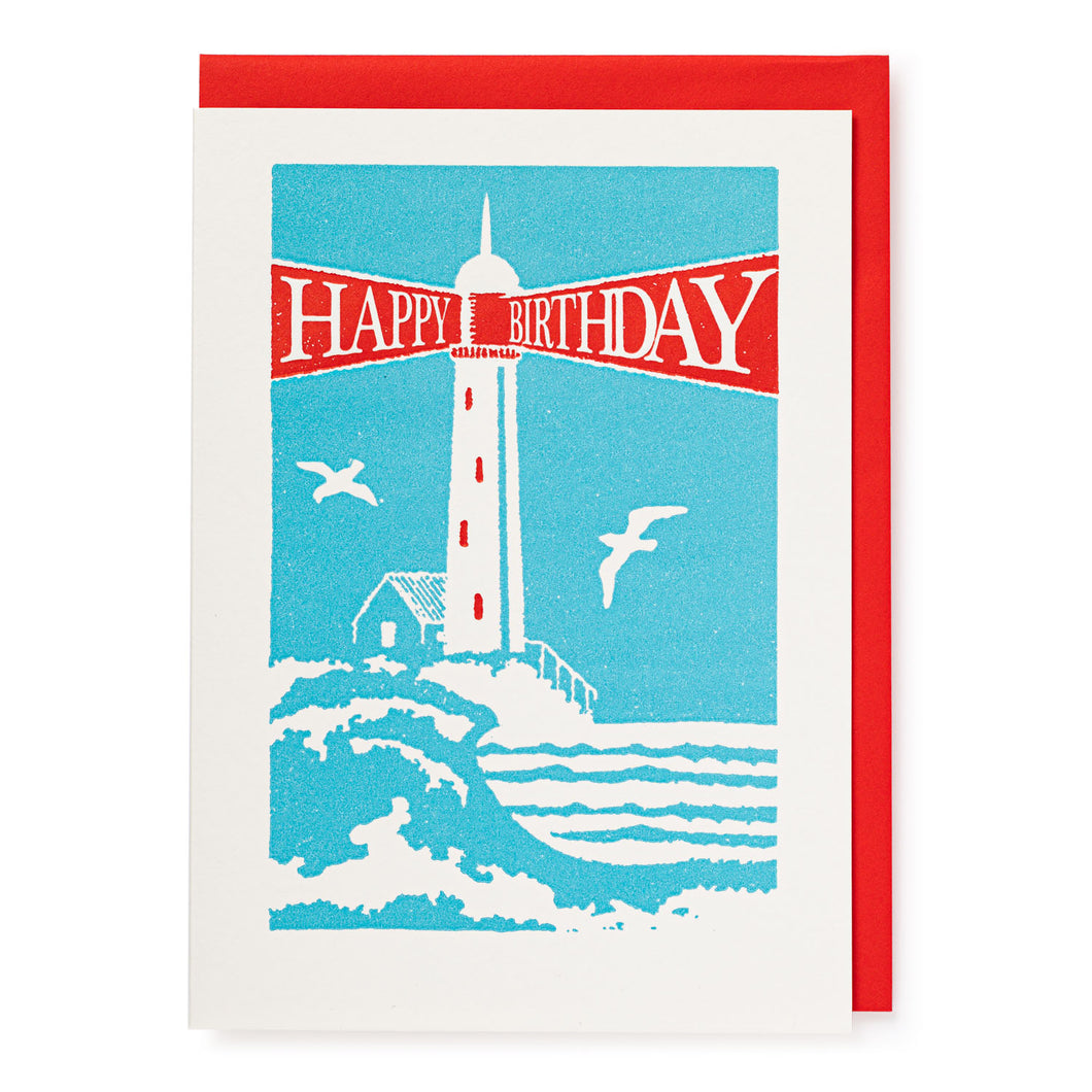 Happy Birthday Lighthouse Card by Archivist