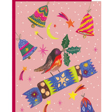 Load image into Gallery viewer, Robin and Cracker Christmas Card by Hutch Cassidy