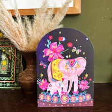Load image into Gallery viewer, Elephant Mother and Child Die Cut Bell Jar Greetings Card by Hutch Cassidy