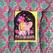 Load image into Gallery viewer, Elephant Mother and Child Die Cut Bell Jar Greetings Card by Hutch Cassidy
