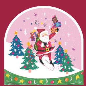 Santa on Skis Die Cut Snow Globe Christmas Card by Hutch Cassidy