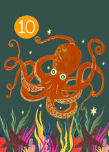 Load image into Gallery viewer, Age 10 Party Octopus Birthday Card by Hutch Cassidy