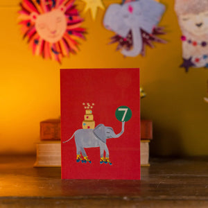 Age 7 Party Elephant Birthday Card by Hutch Cassidy