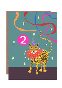 Age 2 Party Tiger Birthday Card by Hutch Cassidy