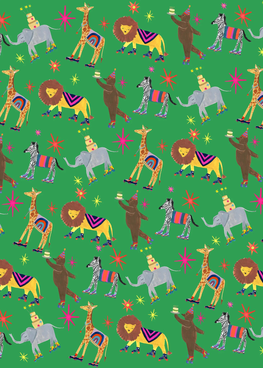 Animal Roller Disco Gift Wrap by Hutch Cassidy