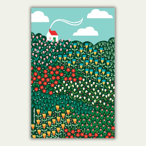 Tea Towel - House On A Hill by Maggiemagoo Designs