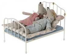 Load image into Gallery viewer, Maileg Metal Bed in off white. Fits size micro mice and bunnies. | Children&#39;s Gifts | Doll&#39;s House | Miniature Furniture
