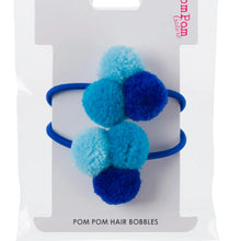 Load image into Gallery viewer, Pom Pom Hair Bobble - Blue by PomPom Galore
