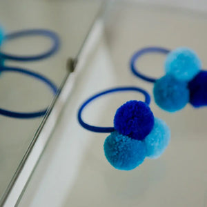 Pom Pom Hair Bobble - Blue by PomPom Galore