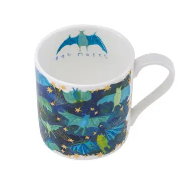 Fine Bone China Mug   Decorated with a night sky and bat theme. Bat motif on the inside rim..